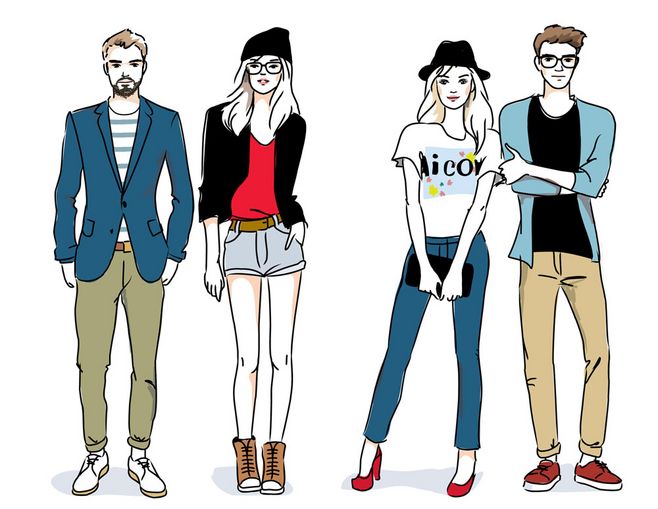 時(shí)尚服裝模特插畫(huà)圖片